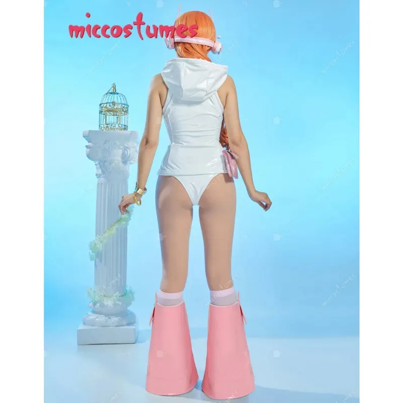 HAIKYUU Fantasia feminina de cosplay de anime Egghead Colete e calcinha branca com capuz e bolsa de cintura pulseira daae