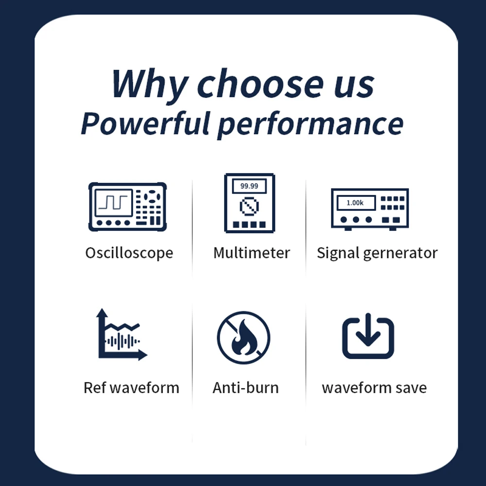 3in 1 Oscilloscope Multimeter Signal Generator Machine 3.2inch Oscope Meter Oscilloscope 120Mhz Bandwidth 250MSa/s Sampling Rate