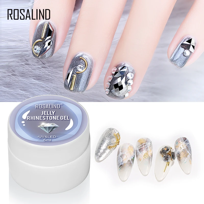 ROSALIND Rhinestone Gel Base Top Coat Nail Gel Polish Finger Cuticle Softener Gel Varnishes Semi Permanent Nail Tool