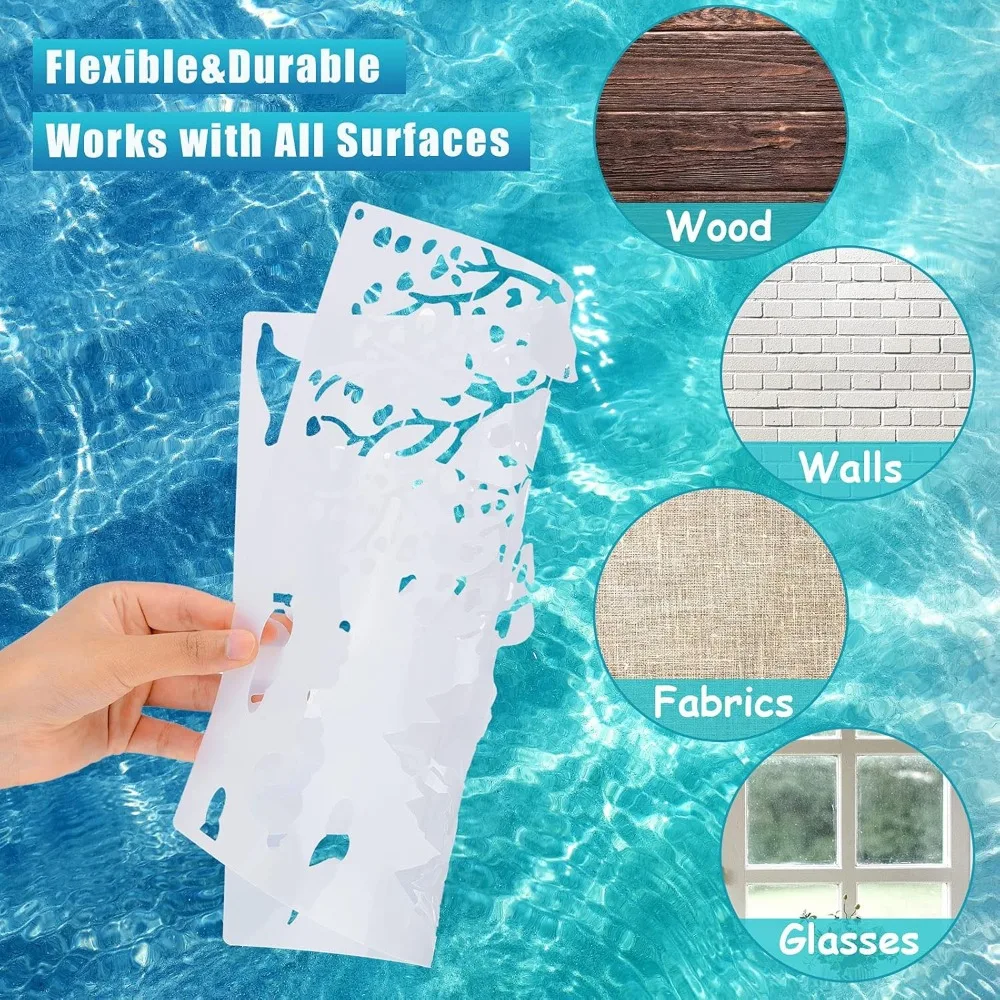 9 pieces Forest landscape template Mountain River template Metal open loop reusable humanity template