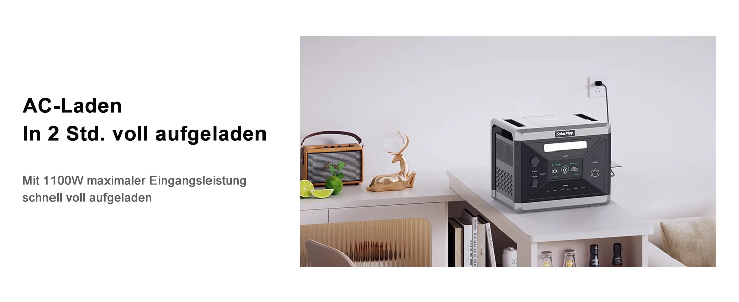 SOLARPLAY Camping Tragbares Kraftwerk Solargenerator 2400 W 2160 Wh AC-Steckdosen 12 Ausgangsanschlüsse vollständig aufgeladen in 1,5 Stunden – Detail 7
