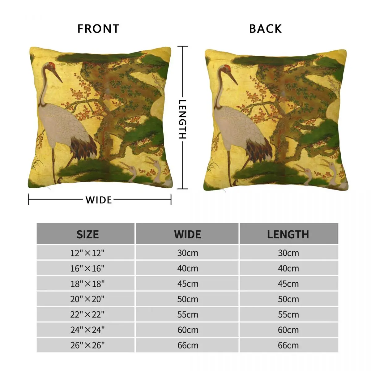 16th Century Japanese Birds & Flowers Square Pillowcase Polyester Linen Velvet Creative Pillow Case Sofa Seater Cushion Cover