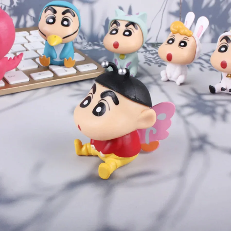 Conjunto de Figuras de Ação Crayon Shin Chan, Brinquedos de Colecionador Kawaii Japoneses, Presentes para Crianças
