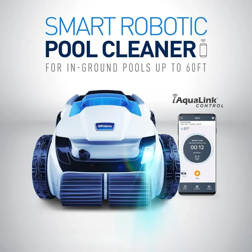 Smart Robotic Pool Cleaner with iAquaLink Control, long 70' Cable w/Tangle reducing Swivel, Debris Canister and 7 Cleaning Modes