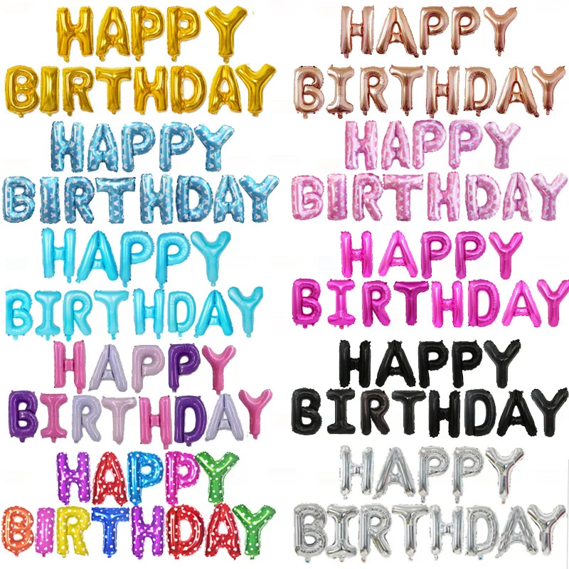 Happy Birthday Balloons 13PCS Party Decoration Gold Letter Foil Ballons Birthday Birthday Balloon Set For Boys Drop Shipping