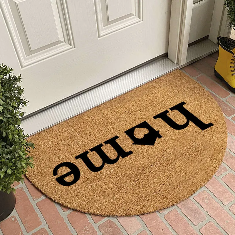 Semi Circle Coconut Coir Doormat Trimmable Design Non Slip Entrance Floor Mat for Mud Scraping Dirt Trapping Water Absorption