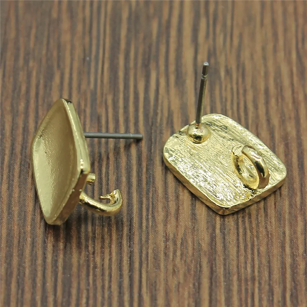 10pcs Earrings Studs Accessories Jewelry Findings & Components Earring Accessories Golden Color Distorted Earrings Base Studs