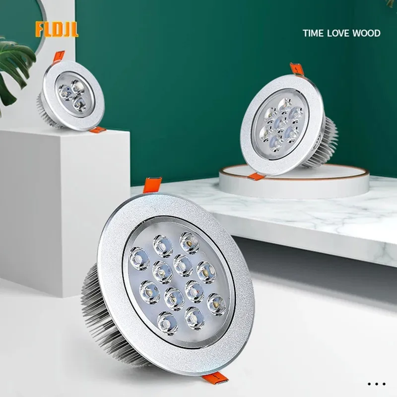 Dimmable Recessed Anti Glare Silver LED Downlights 3W 6W 10W 14W 18W 24W 5730 Chip Ceiling Spot Lights AC85~265V Background Lamp
