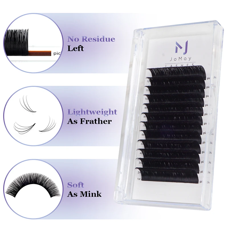 Jomay 0.03/0.05/0.07 C D curl Easy Fanning Lashes Volume Mega Eyelashes Extension Self Blooming Eyelashes