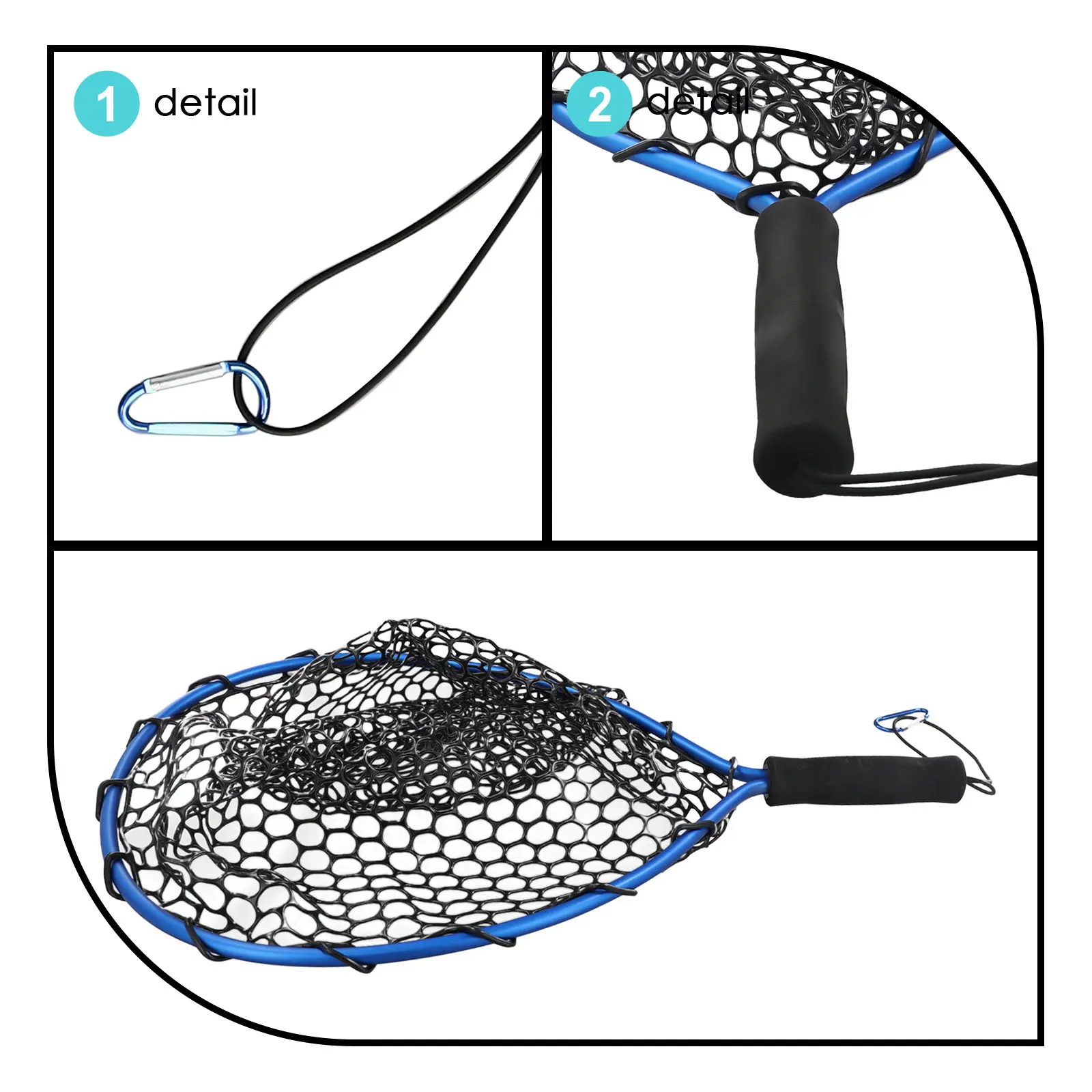 Folding Fishing Net Landing Net Pole Depth 30cm EVA Handle Outdoor Quick Drying Rope Silicone Bag Sporting Goods