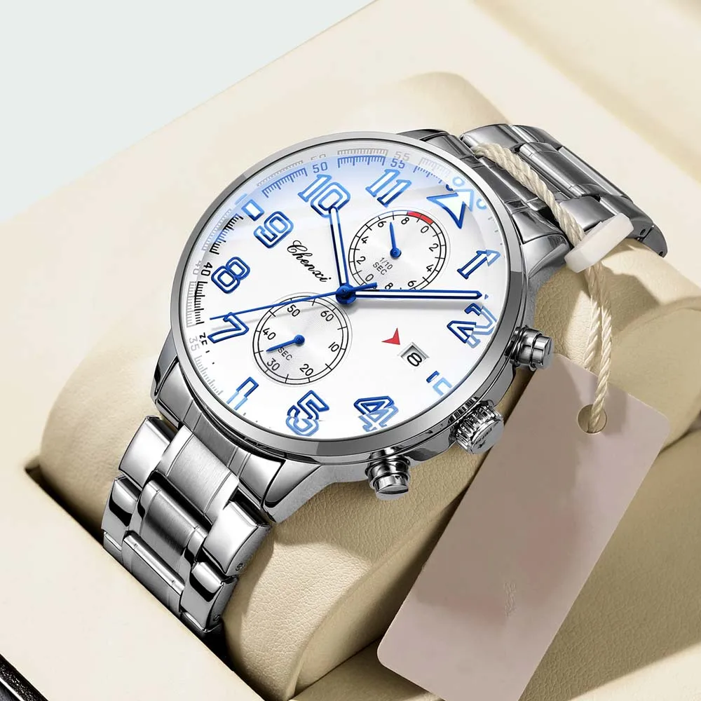 

CHENXI новые мужские многофункциональные кварцевые часы с большим цифровым циферблатом, наручные часы с хронографом, светящиеся часы для мужчин, reloj hombre