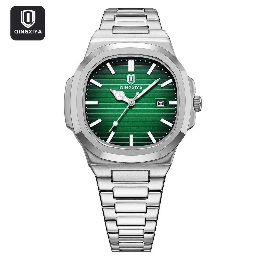 

Новые роскошные военные мужские часы, модные квадратные водонепроницаемые светящиеся мужские часы с датой, кварцевые мужские часы из нержавеющей стали, Reloj + коробка