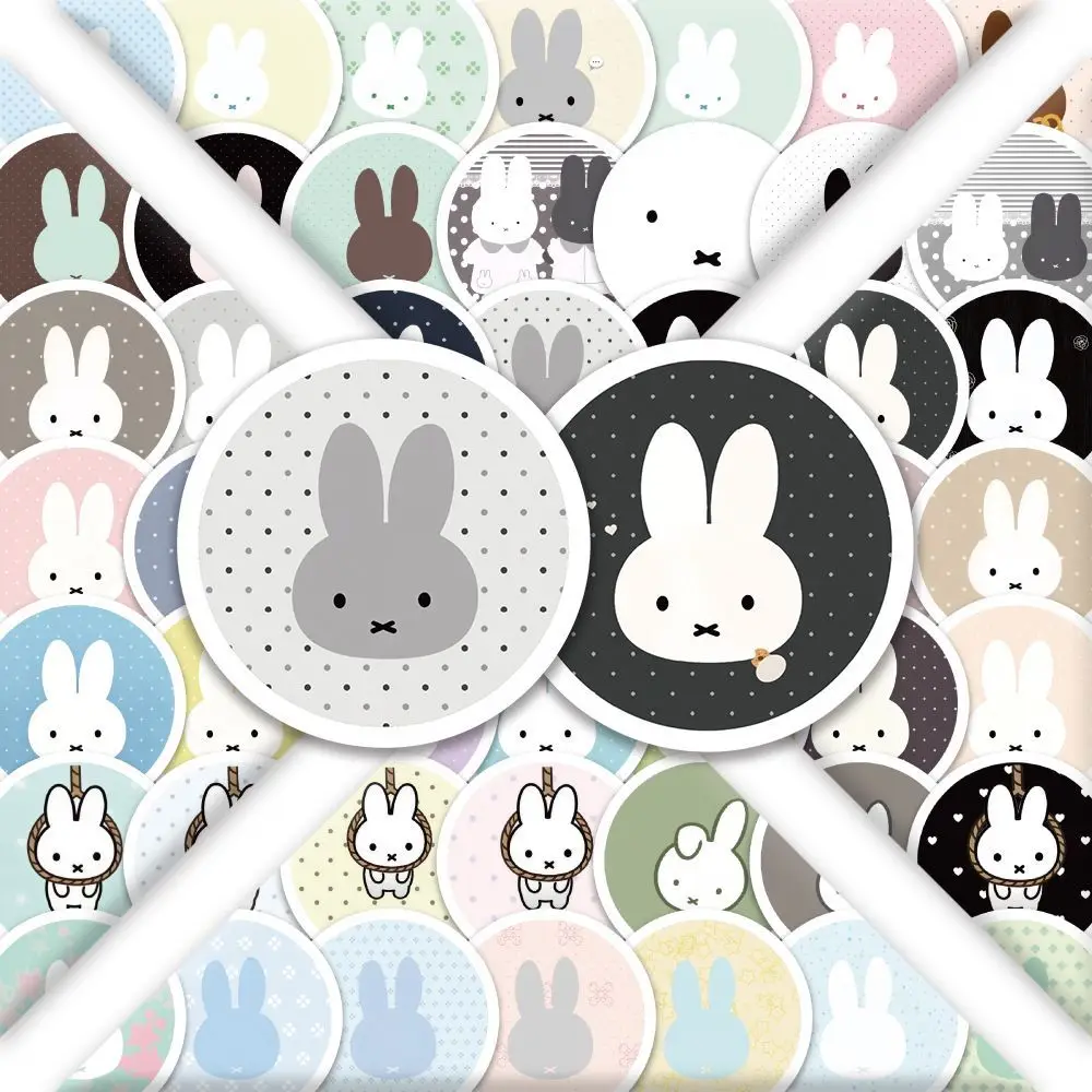Miffy Rabbit Round Stickers Cute Cartoon Bunny Decals Sticker for Laptop Water Bottle Scrapbook Journal DIY Decor