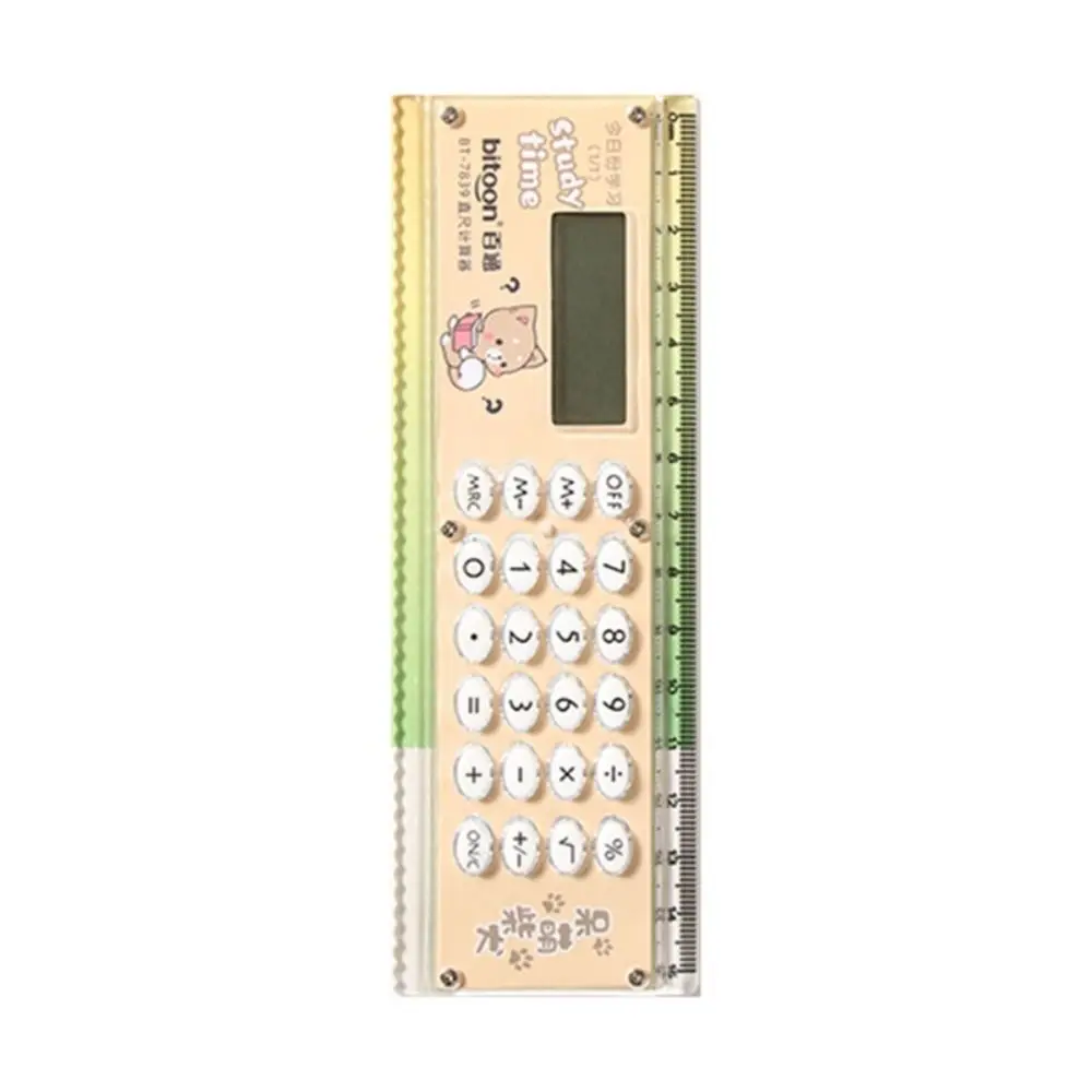 

Multifunctional 2-in-1 Calculator Ruler 15CM Dual-use Measuring Ruler with 8 Digit Calculator Straight Ruler School Office