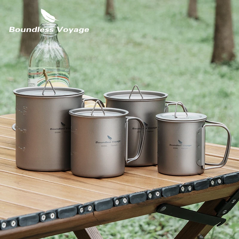 Boundless Voyage Titanium Cup with Lid & Folding Handle Outdoor