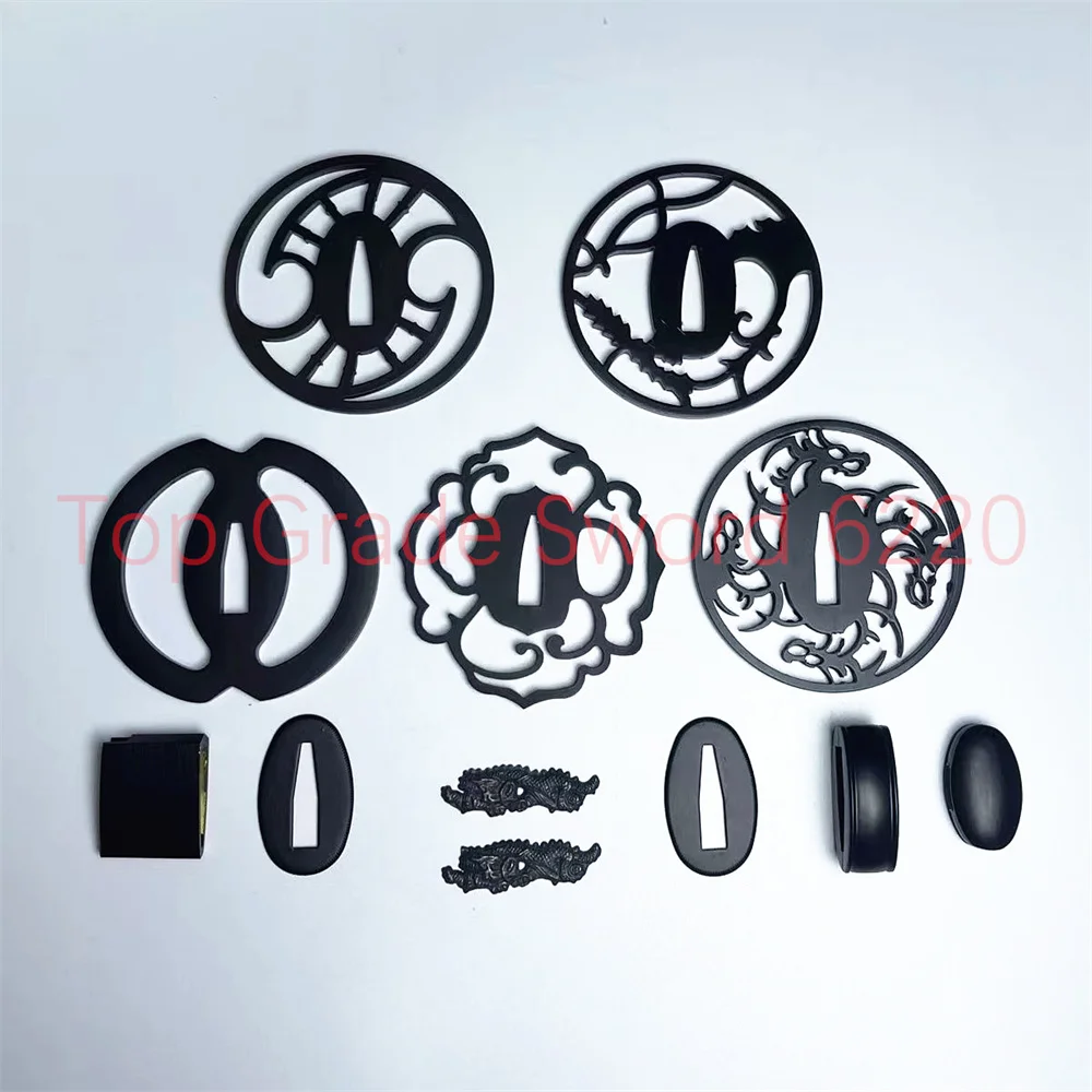 

Nice Steel Iron Tsuba Handguard Alloy Fuchi Kashira Menuki Brass Habaki Seppa For Japanese Real Samurai Katana Sword Fittings
