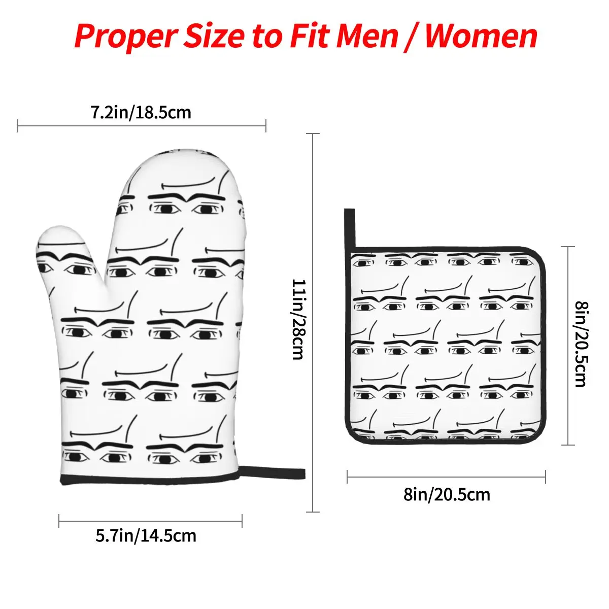 Man Face Oven Mitts and Pot Holder Sets of 4 for Baking Kitchen Cooking Grilling Resistant Non-Slip Gloves
