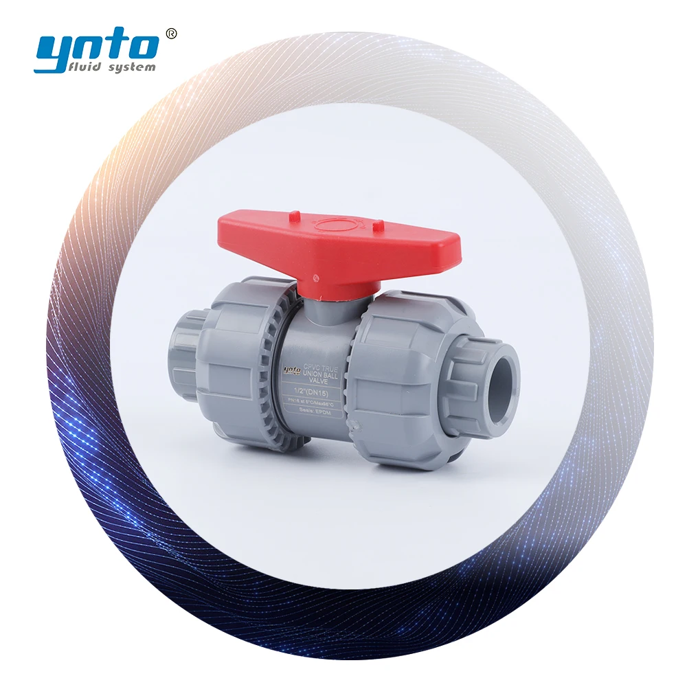 Lightweight Compact Double Union Manual Ball Valve CPVC Chemical-Resistant Thermoplastic for Pipeline