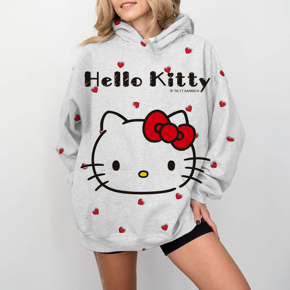 Coulomi Hello Kitty 3D Hoodie Sweatshirt Woman Clothing Harajuku Long Sleeve Hooded Pullover Sweatshirts Sport Hoodies