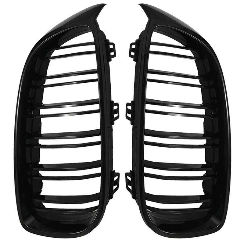 2X Front Grill Grilles Kidney Grill Replacement For BMW 4 Series F32 F33 F36 Double Slat M4 Sport Style Bright Black