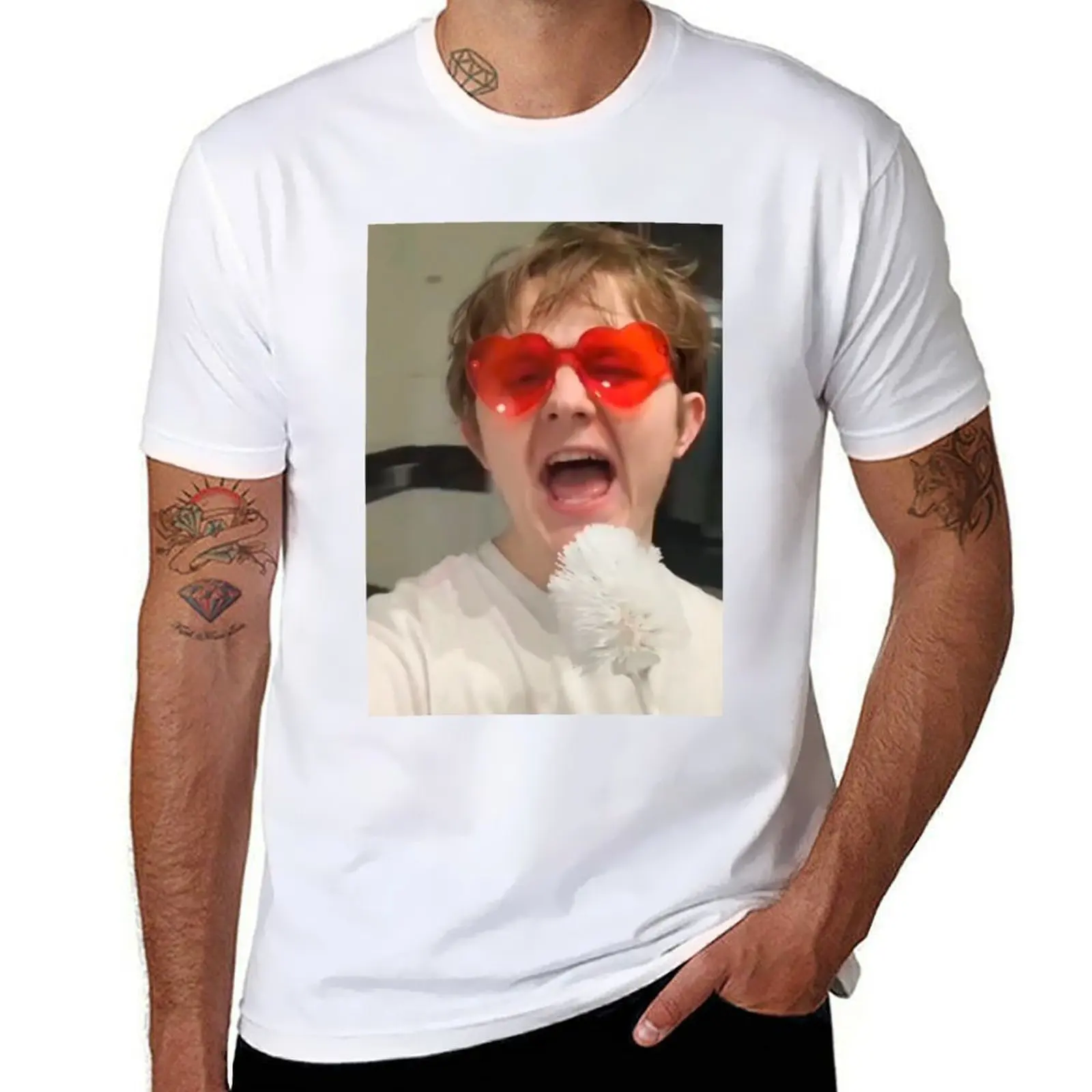 

Lewis Capaldi - Heart Sunglasses T-Shirt t shirts for man cotton soft cotton tshirt 100% T-Shirt