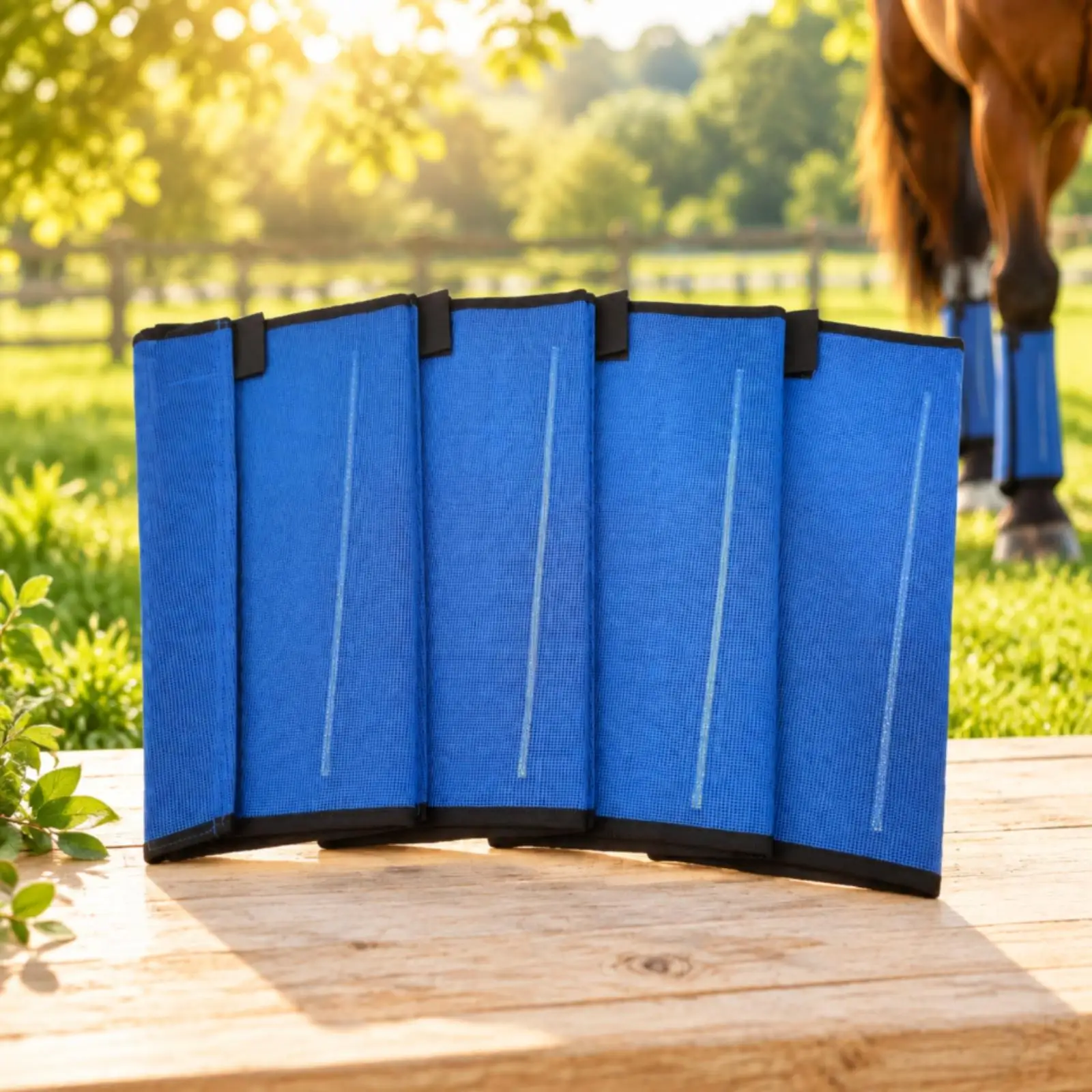 Horse Leg Sleeve Protector for Riding with Open Weave Mesh Design and Secure Fastening Tabs