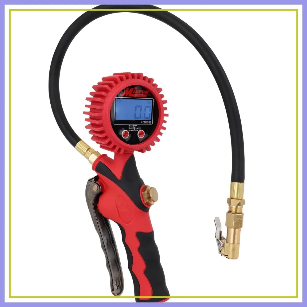 

Digital Tire Pressure Gauge with Inflator, 0-255 PSI, 0.1 Resolution, 20" Hose, 1/4" NPT