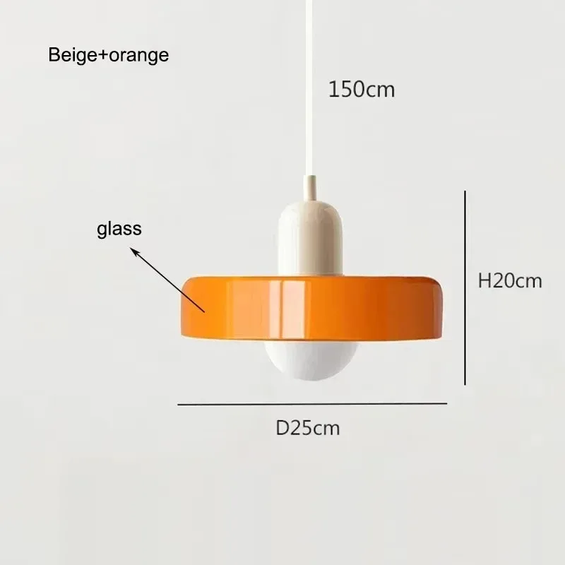 Nordic Retro E27 Kleurrijke Plafondkroonluchter Oranje Glazen Hanglamp voor Home Decor Eetkamer Cafe Bar Verlichting