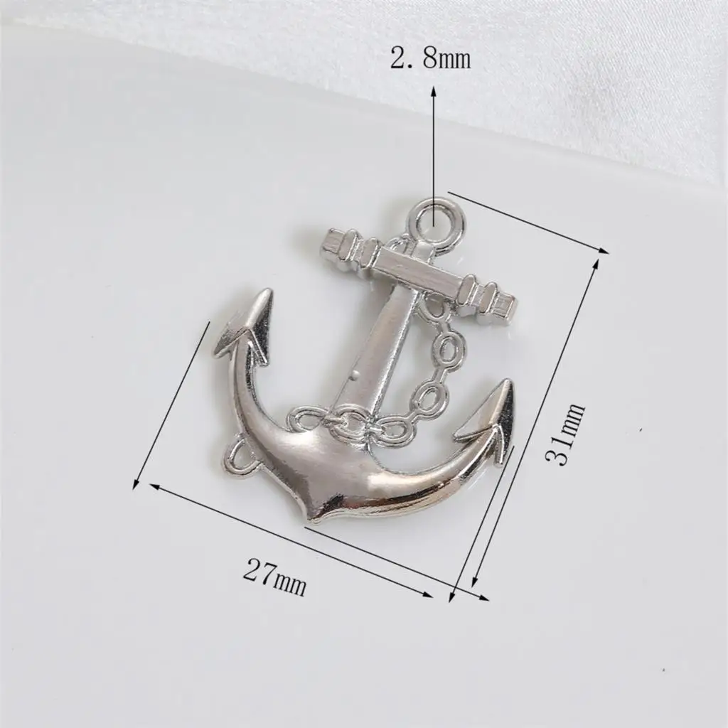 9pcs silver boat anchors DIY handmade necklace pendant accessories