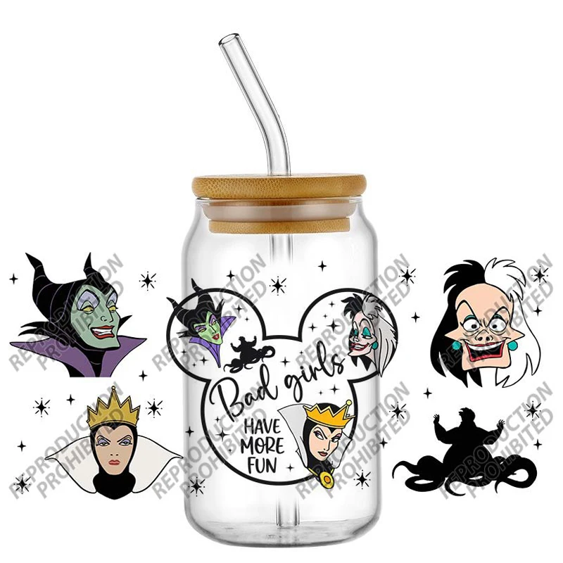 

New Product Disney Princesses DIY Decals 3D Transfers Stickers 16oz UV DTF for Glasses cup Wraps