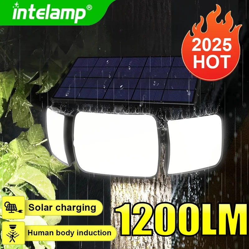 

2025 1200LM Solar Led Light Sunlight Outdoor Ultra Powerful Outdoor Motion Sensor Solar Lamp Garden Patio Path Wall Yard Lamp
