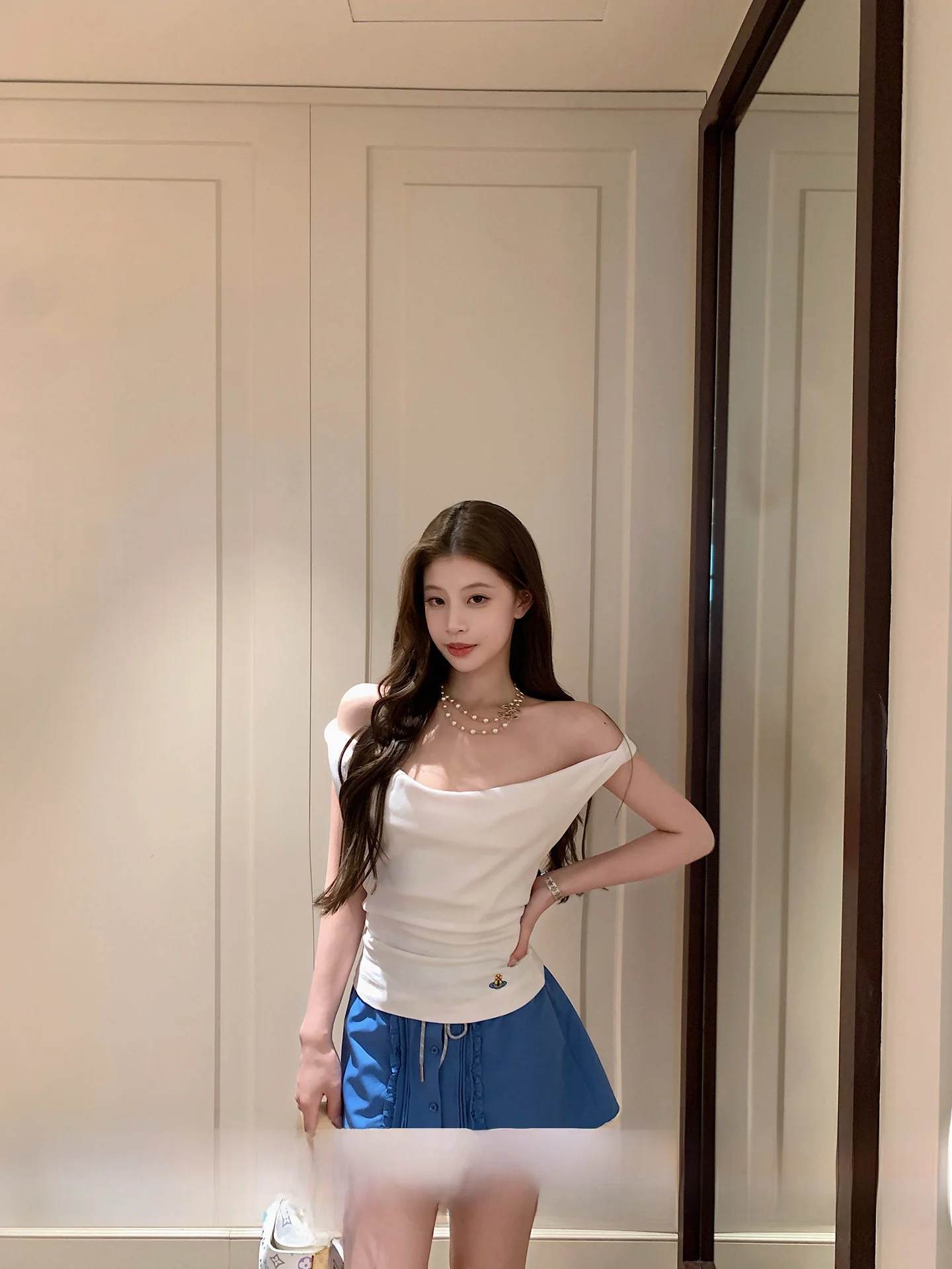 

Синее летнее женское платье А-силуэта с воротником-халтером, новинка, модный дизайн, юбка в стиле арт-студентки, с завышенной талией, повседневное, из смесовой ткани