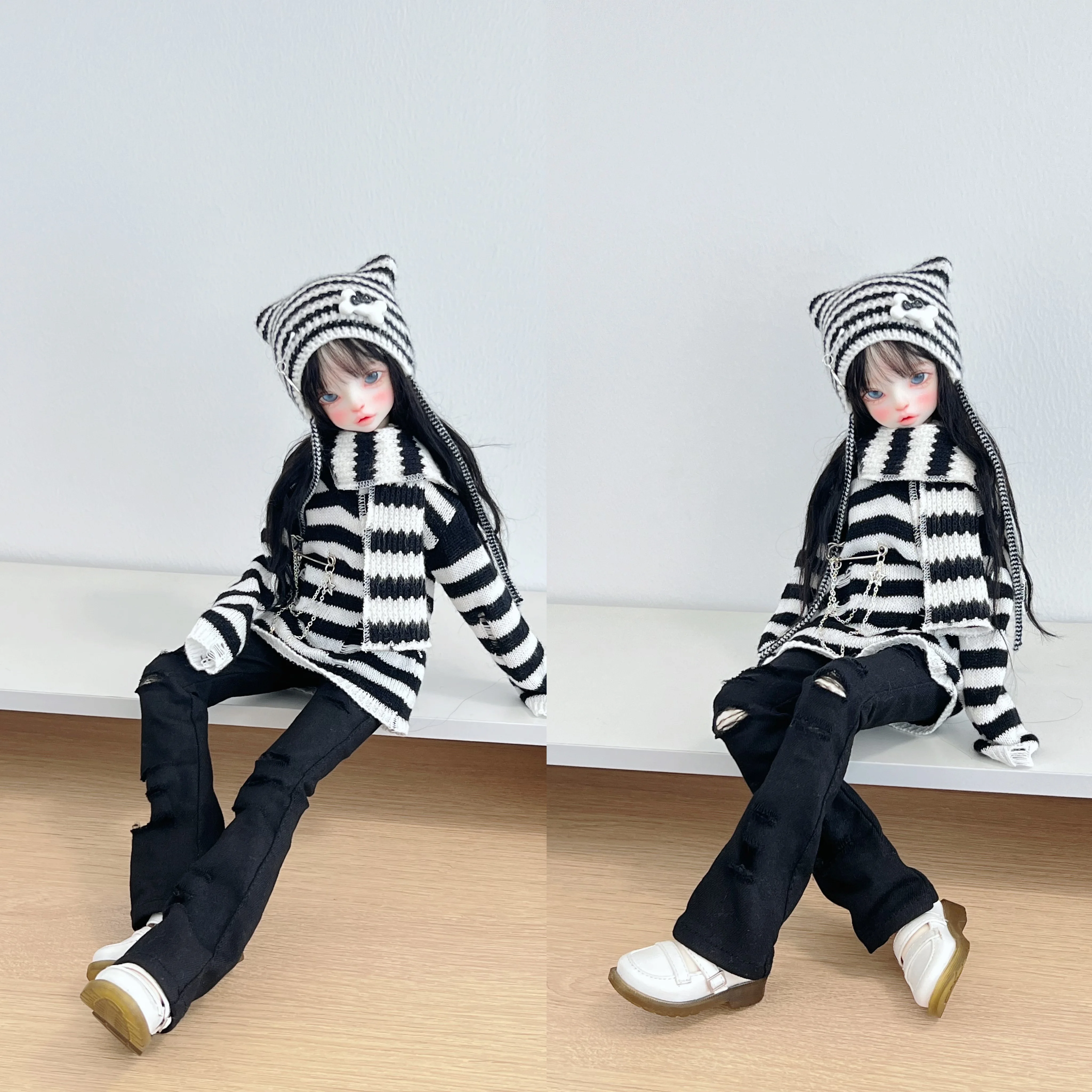 1/4 Bjd Doll Hole Sweater Versatile Pants Academy Style Pleated Skirt Graduation Dress 1/3 Bjd Doll Hat For Blythe Doll Head