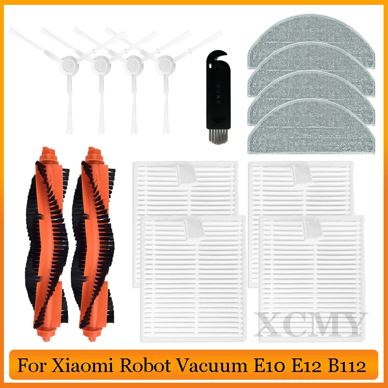 

For Xiaomi Robot Vacuum E10 / E12 / B112 Roller Main Side Brush Hepa Filter Mop Cloths Spare Part Replacement Accessories