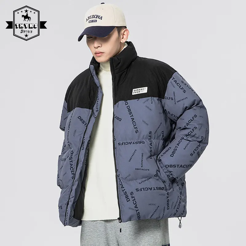 Men Oversized Parkas Letter Printed Winter Jacket Fashion Causal Korean Loose Warm Thick Coats Unisex PufferJackets Outerwear