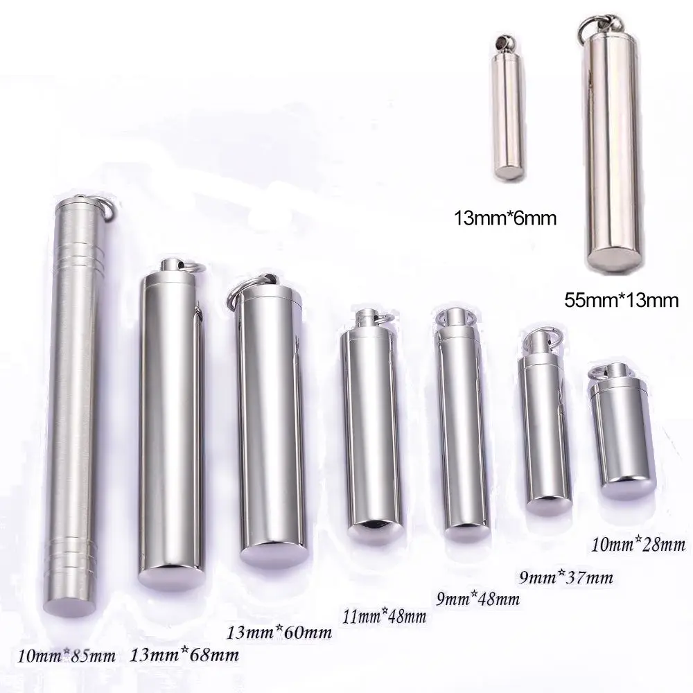 Unisex Stainless Steel Pill Case Ashes Urn Wishing Bottle Perfume Vial Pendant Cylinder Tube