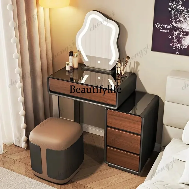 Modern Black Vanity Table Nordic Living Rooms Beauty Europa Bedroom Dresser Light Mirror Luxury Tavolo Da Trucco Home Furniture