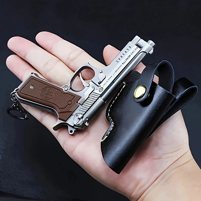 Revolver Gun Model Keychain Zinc Alloy Game Peripheral Collectible Toy Replica Miniature Pistol Charm