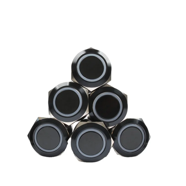 50PCS 3A 250V 16mm Black Metal Illuminated Series Push Button Switch