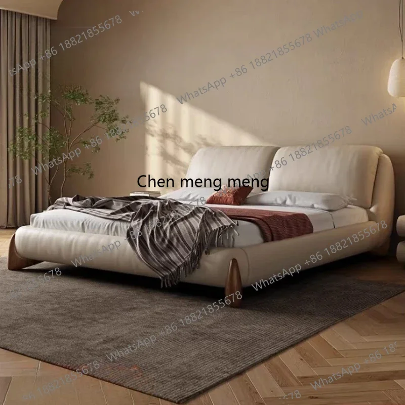 

Modern High-end Luxury Bedroom Beds Minimalist Letto Matrimoniale Furniture King Size Genuine Leather Double Bed