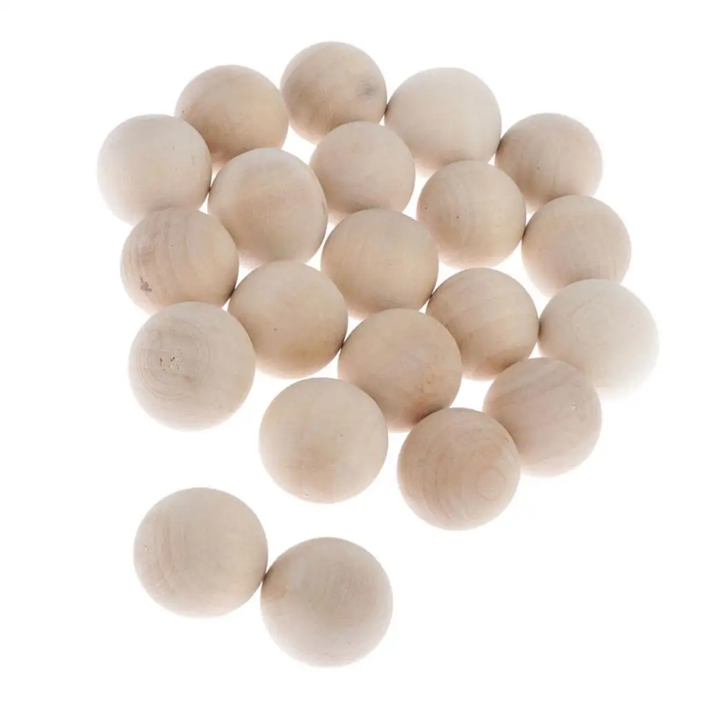 No Hole Crafts Making Natural Wood 20mm Solid Beech Wooden Toy Accessories for DIY