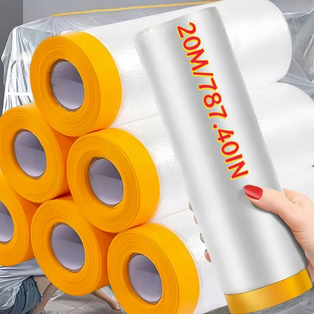 1PC 20M Disposable Furniture Dust-proof Films Self-adhesive Cabinet Dust Cover Cuttable Cabinet Protective Covers Masking Film