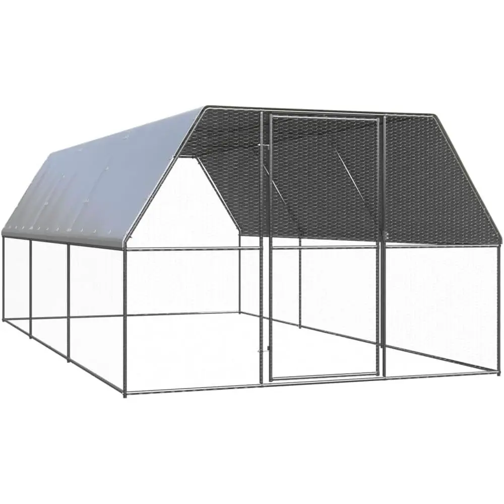 

Portable Silver Grey Galvanized Steel Chicken Coop for Outdoor Pet Safety and Habitat