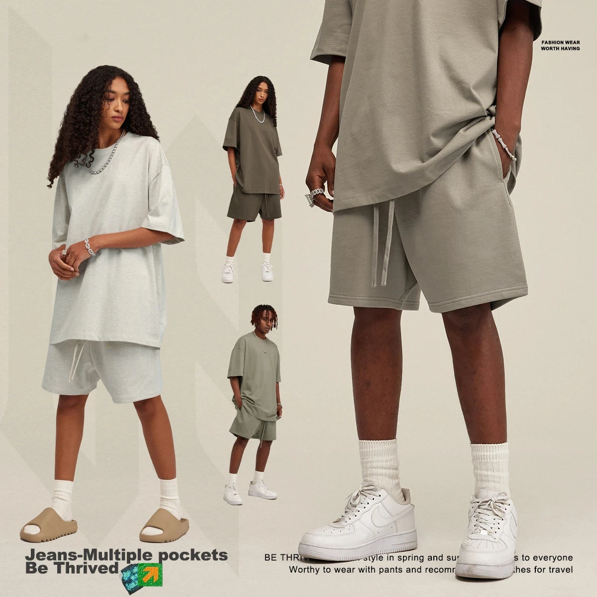 

2026 Unisex Heavy Weight 425g Cotton Shorts Loose High Street Comfortable Solid Color Summer Men Women Casual Pants Streetwear