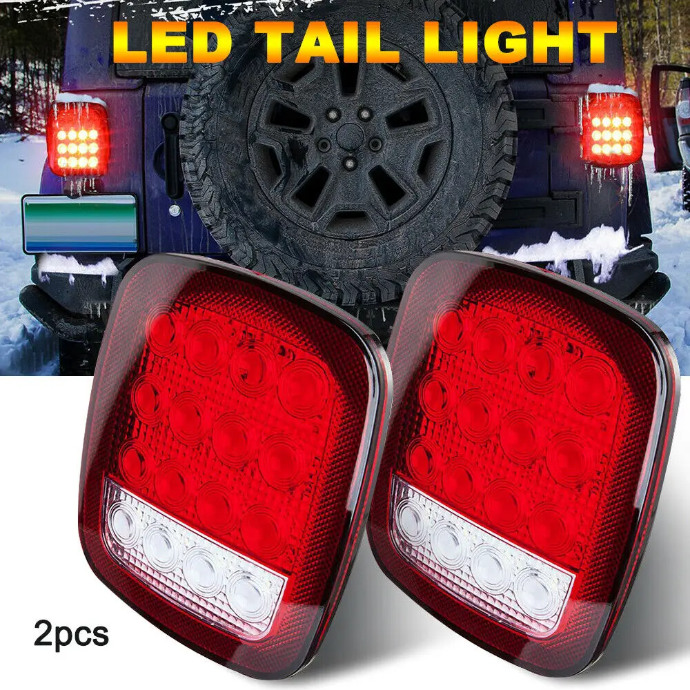 

2pcs LED For Jeep Wrangler TJ CJ YJ LED Tail Light Rear Light Brake Reverse Turn Signal 12V