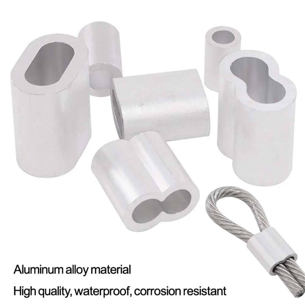 10-50Pcs 8-Shape M1 to M12 Crimp Sleeve Fixing Clip Double Hole Cable Clip Hardware Aluminum Wire Ferrules Steel Wire Rope