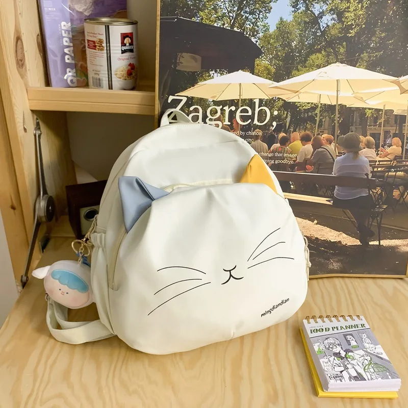 Cute Cartoon Cat Girls Backpack Junior High School College Students Kawaii Schoolbag Large Capacity Lightweight Laptop Book Bag