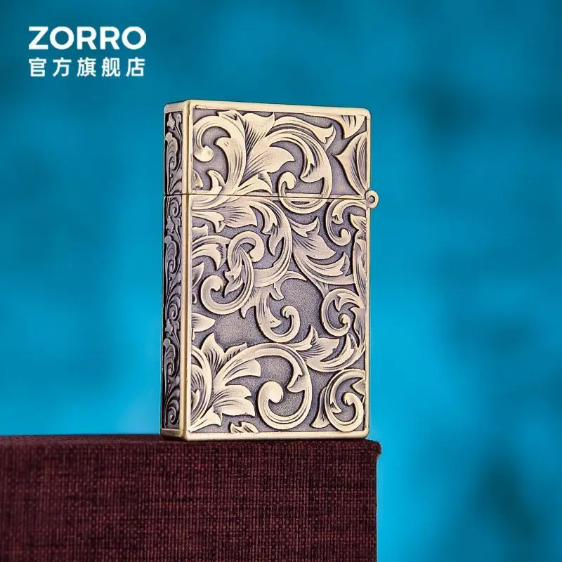 ZORRO جديد أربعة جيل زهرة الله الكيروسين أخف رقيقة جدا المعادن يندبروف طحن عجلة ولاعة السجائر الرجال هدية