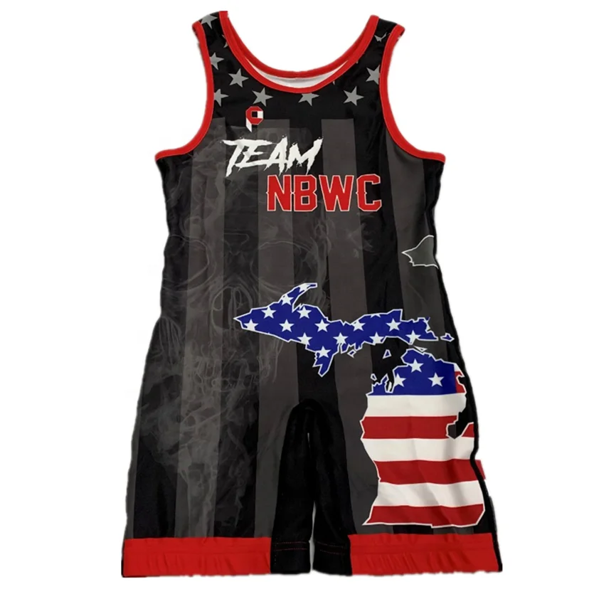 Nation team Wrestling Singlets Sleeveless Running Wear Suit USA Triathlon One Piece Bodysuit Iron WWE Gym Sport Fitness Skinsuit