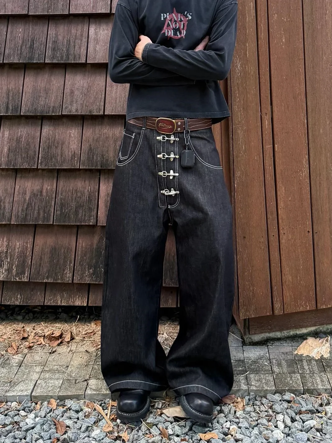 

American Retro Design Denim Original Jeans Men's Loose Wide Leg Knife Jeans Casual Straight Leg Jeans for Men